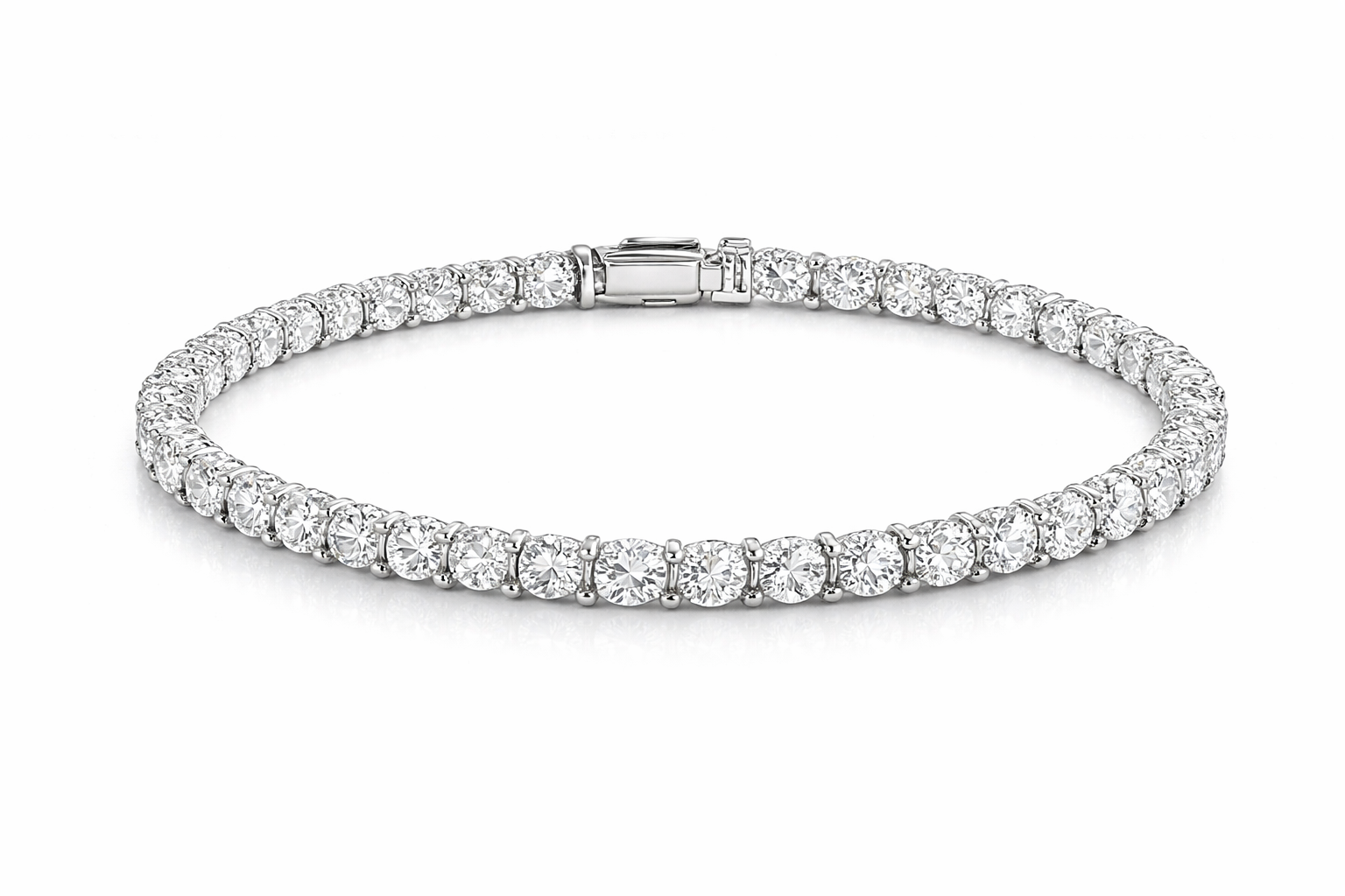 Elegant Tennis Bracelet – White Gold Simulated Diamonds